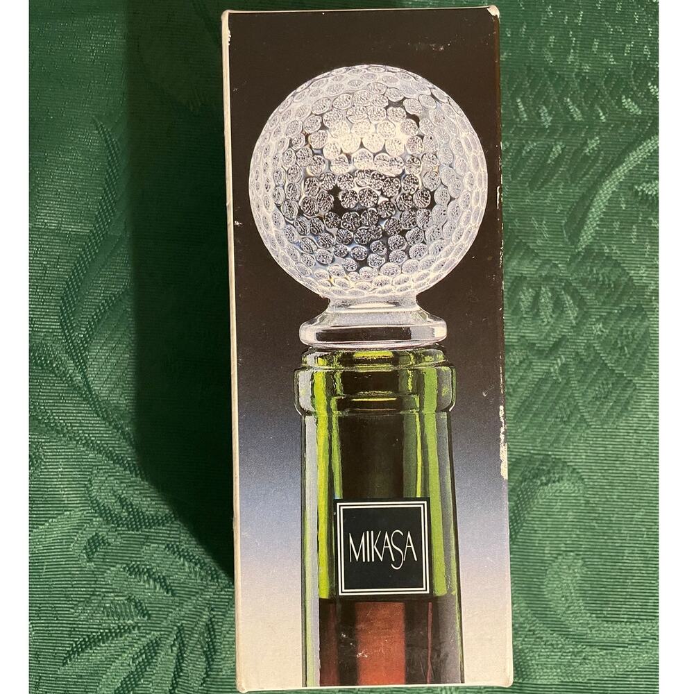 NEW Mikasa Tee Time Golf Ball Wine Liquor Bottle Stopper Austria Lead Crystal